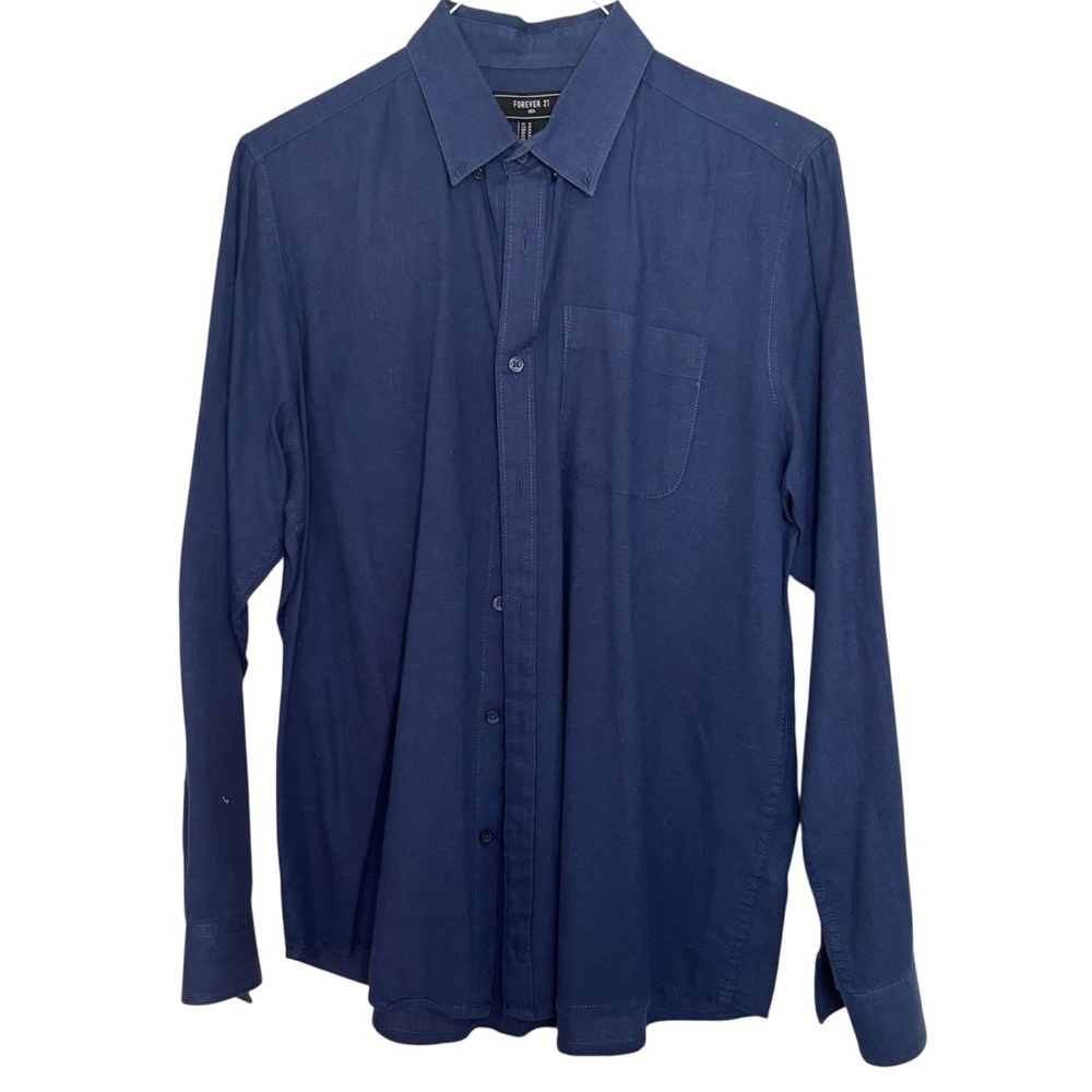 Forever 21 Men's Navy Casual Button-Down Shirt